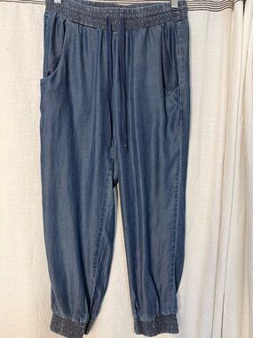 Cloth & Stone Drapey Drawstring Jogger Pants in Denim Blue sz XS